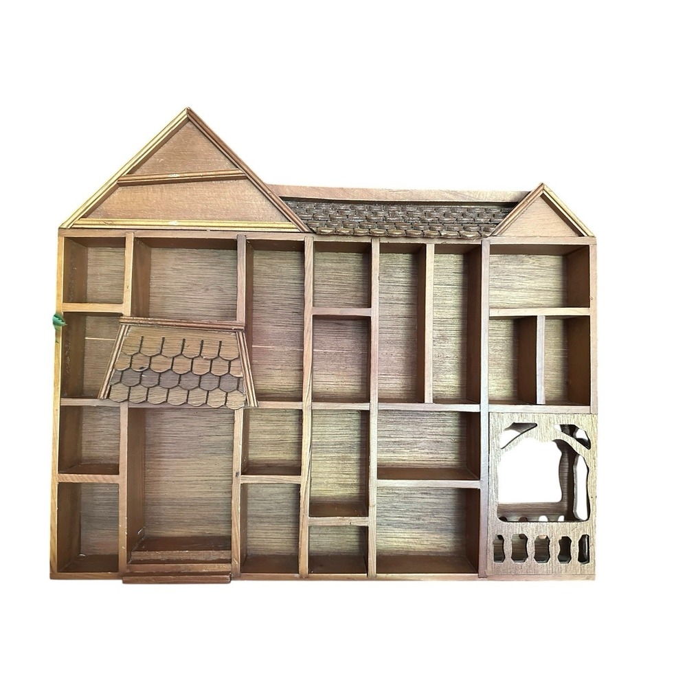 Vintage 70s 80s Wooden Cottage Core Granny Victorian House Shelf Trinket Display